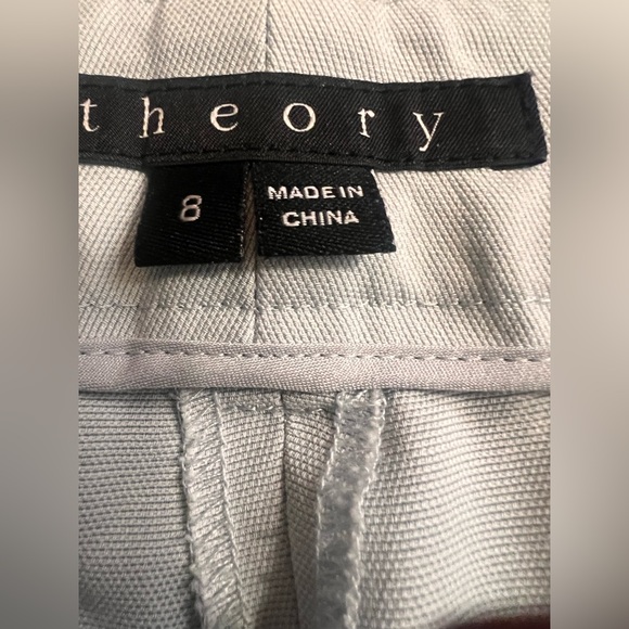 Theory Womens Mid Rise Slim Straight Pleated Dress Pants Light Blue Size 8 - Picture 7 of 16